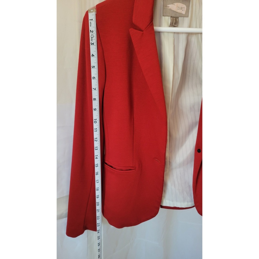 Forever 21 Red Mid-Length Blazer Suit XS Women Single Button Collared Lined - Picture 7 of 8